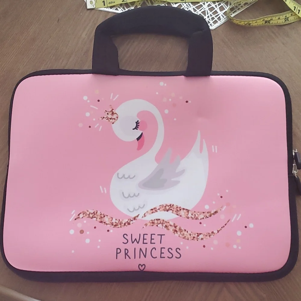 Laptop or Tablet Bag 13×9.5 Pink with black Lining.